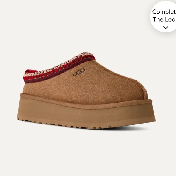 UGG Tazz II Chestnut Platform Slip-Ons with Red Accent - Picture 2 of 7